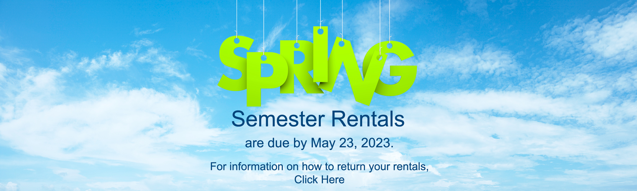 Spring Rentals due May 23rd